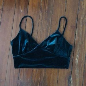 Green velvet crop top